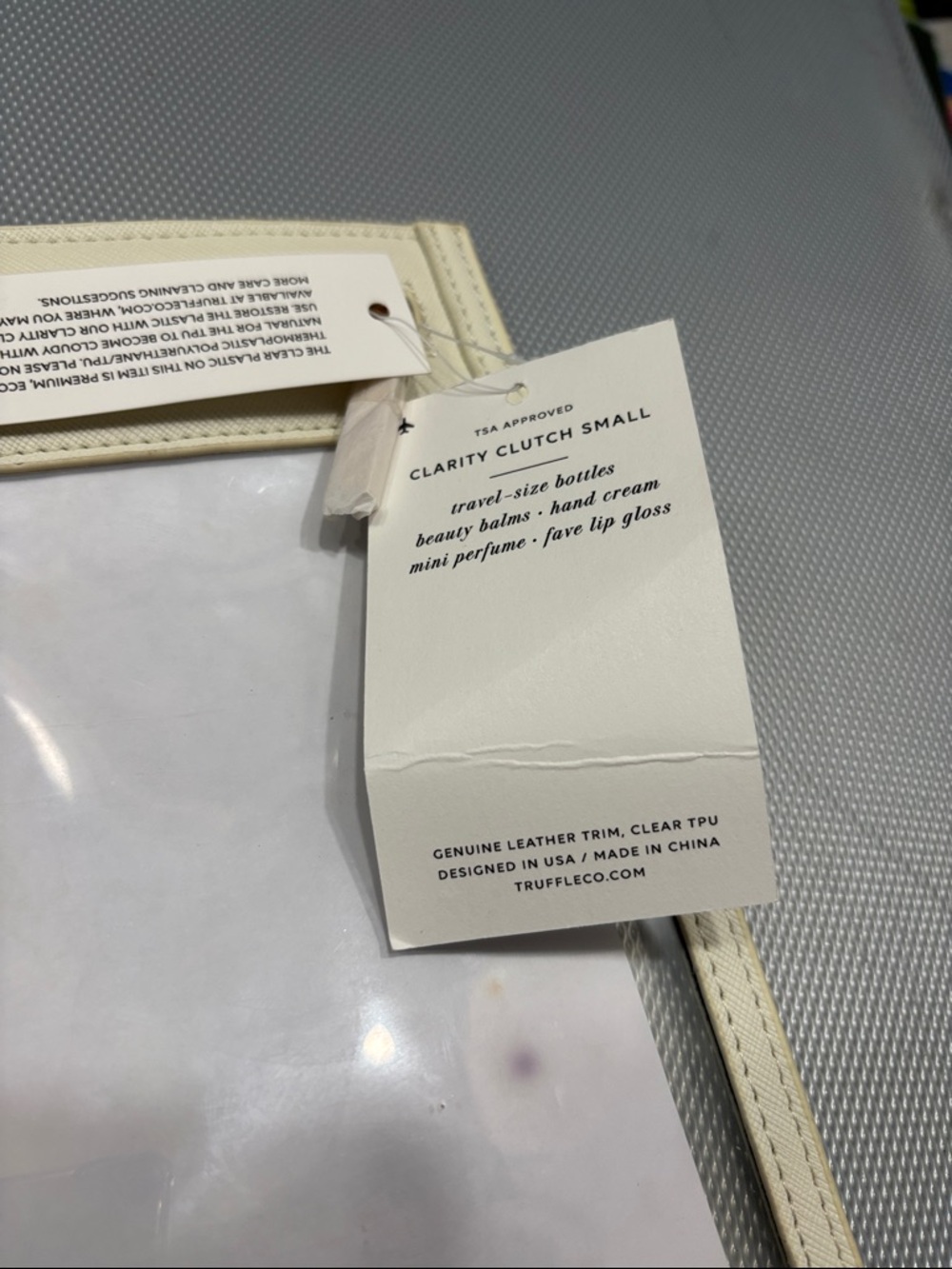 Truffle Clear Cosmetic Pouch with Cream Trim - Picture 2 of 3